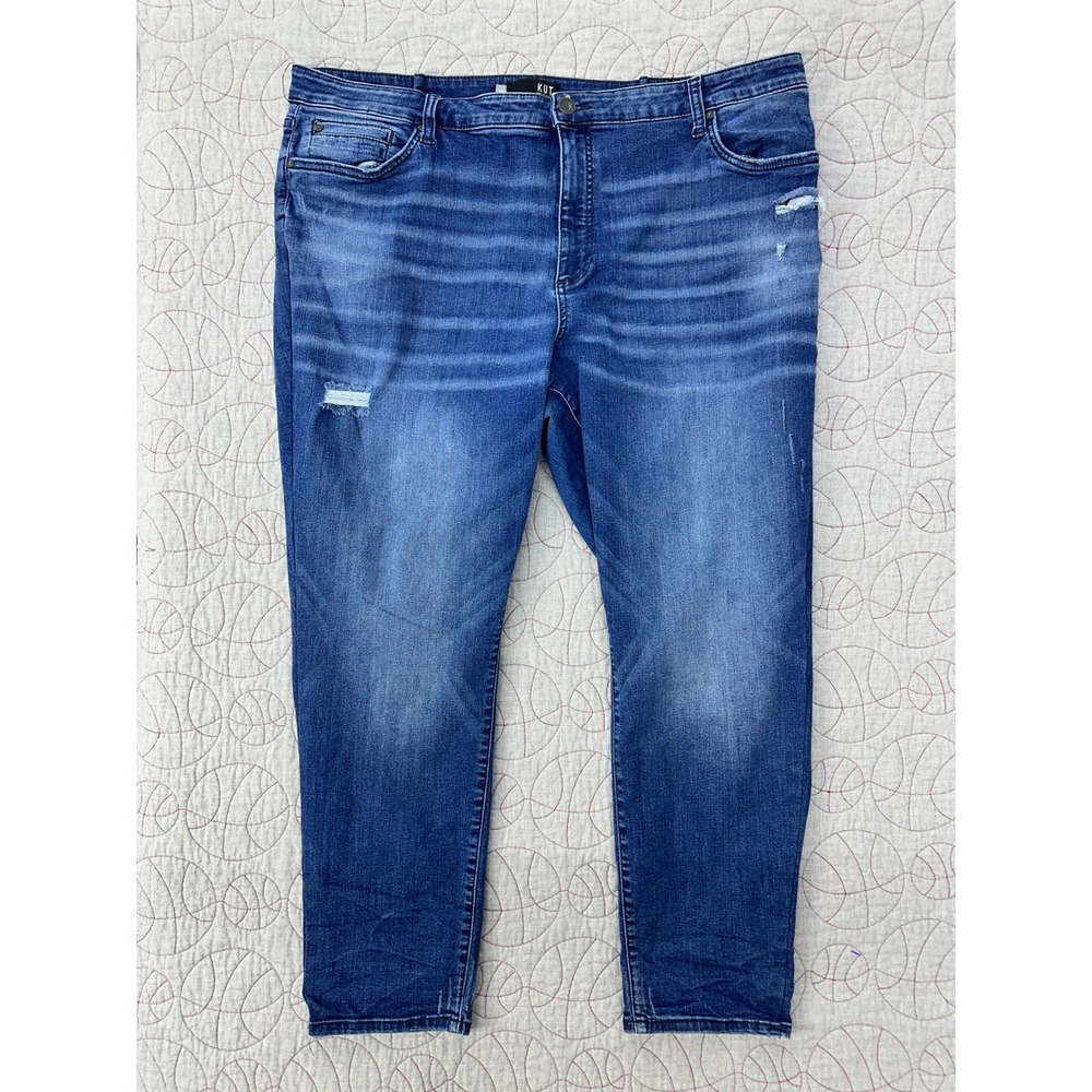 KUT from the Kloth Jeans Blue Distressed Tapered KP494GA8 / Women's 24W